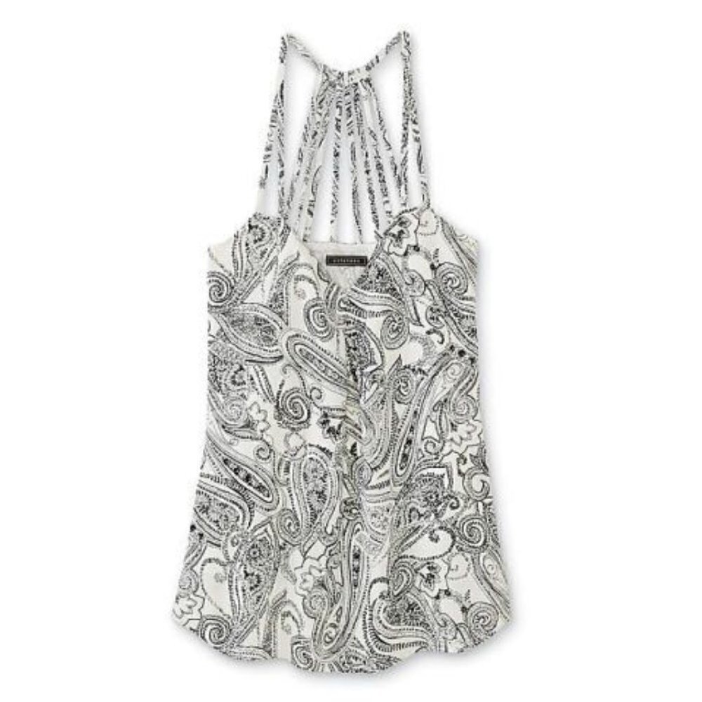 Paisley Black and White Strappy Tank Size XS